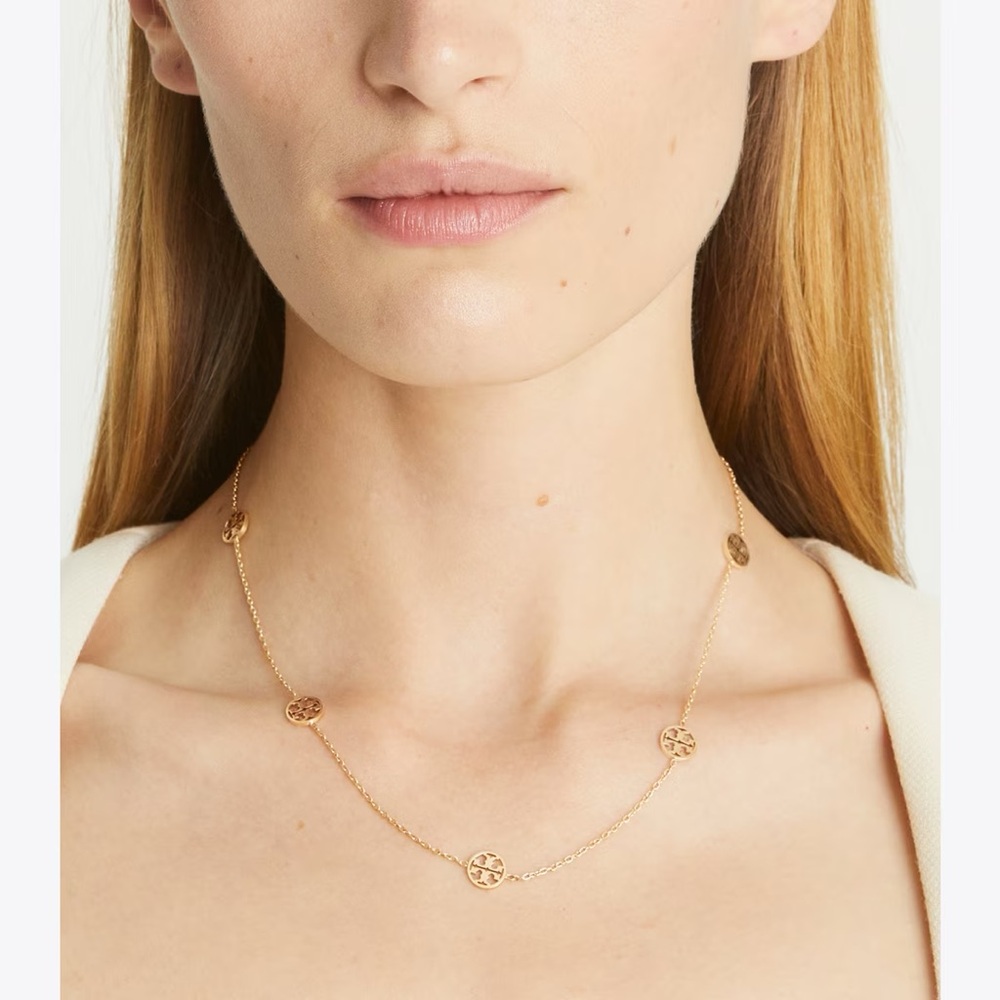Tory Burch Gold Miller Medallion Necklace with bag (adjustable)